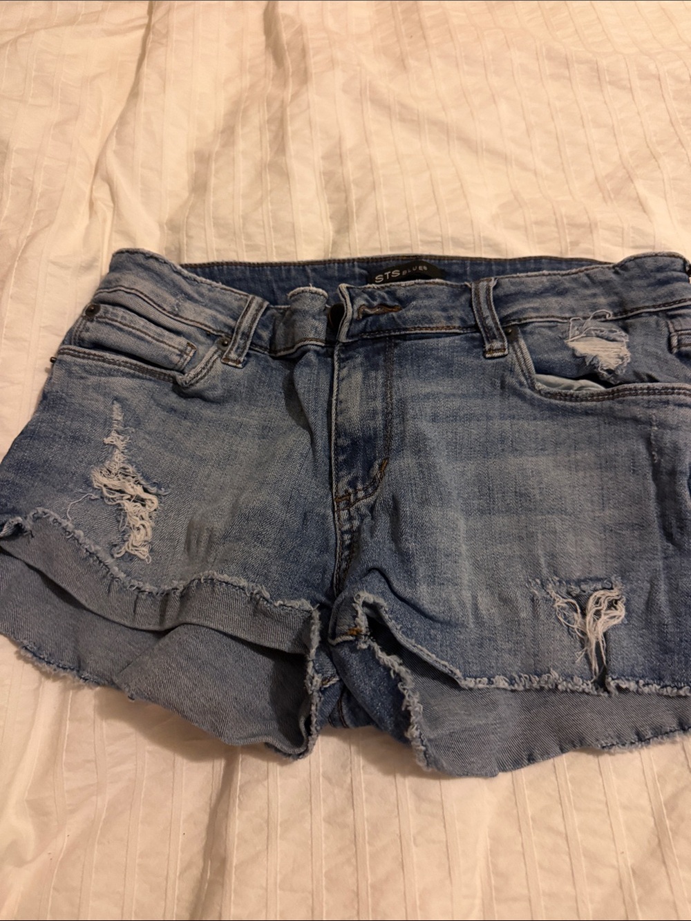 STS Blue Ripped Light Wash Denim Shorts